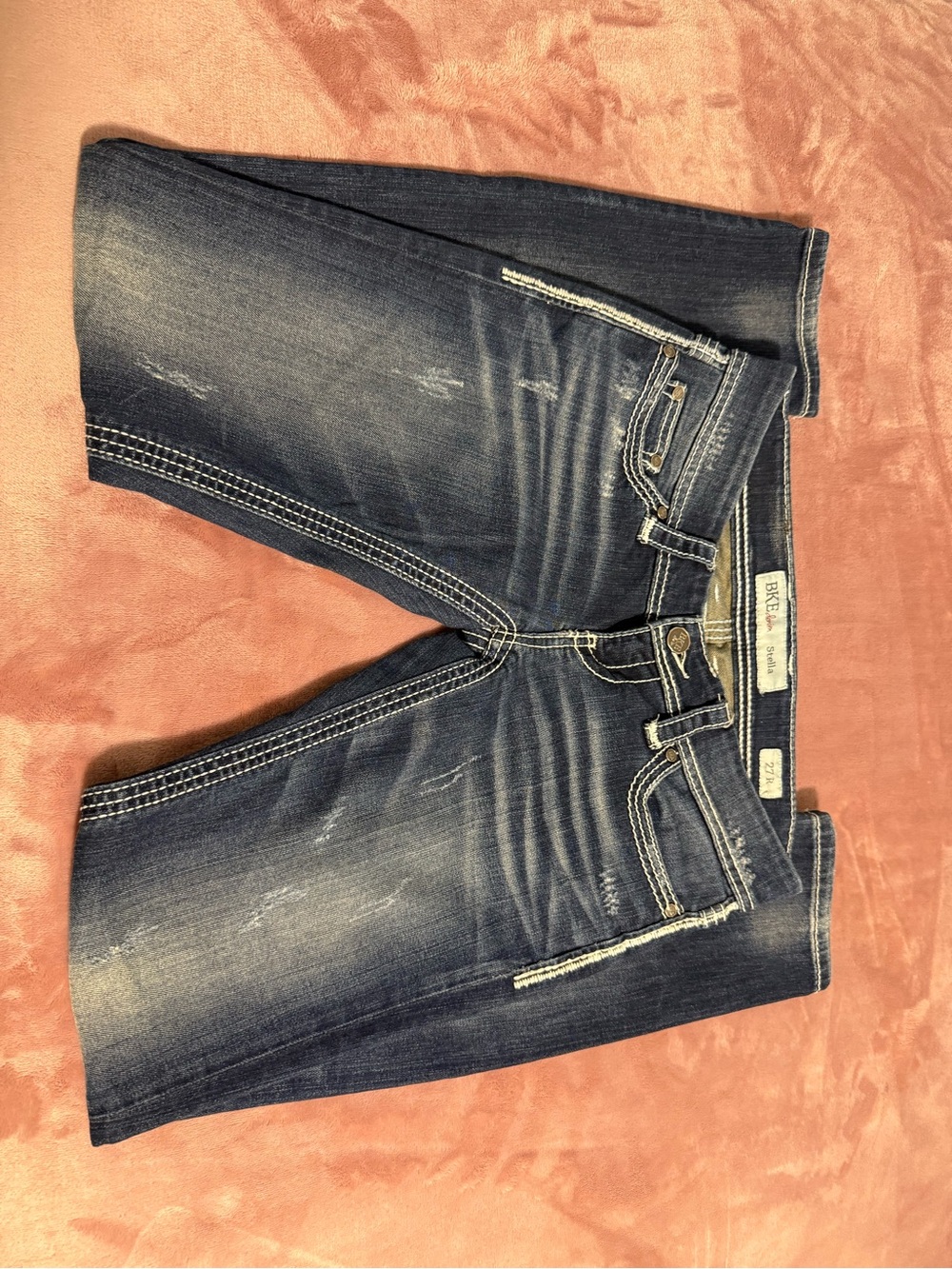 BKE Women's Medium/Dark Blue Bootcut Jeans with Faded Detail